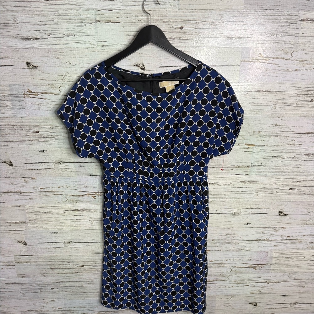 Michael Kors Navy and White Geometric Mini Dress size 4